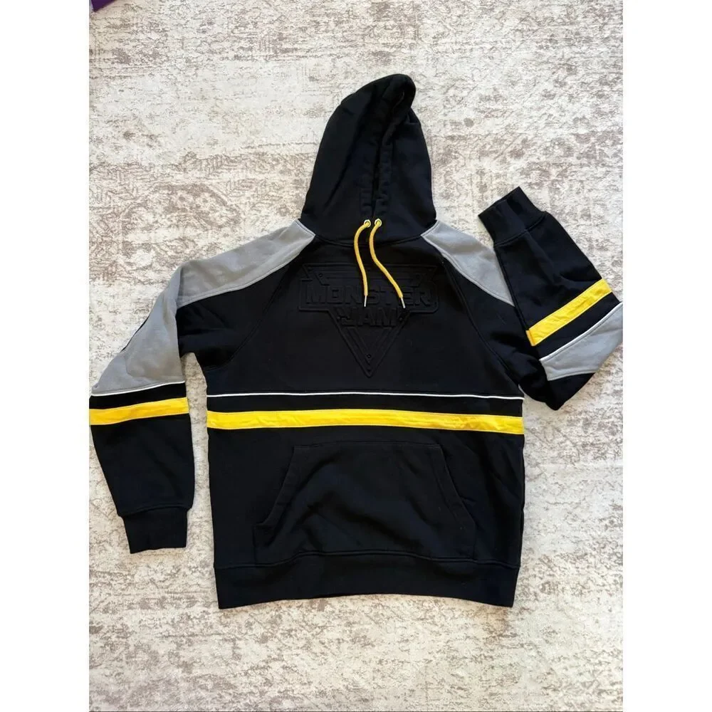 Monster Jam Kids Blackout Embossed Logo Pullover Hoodie Sweatshirt Black Small